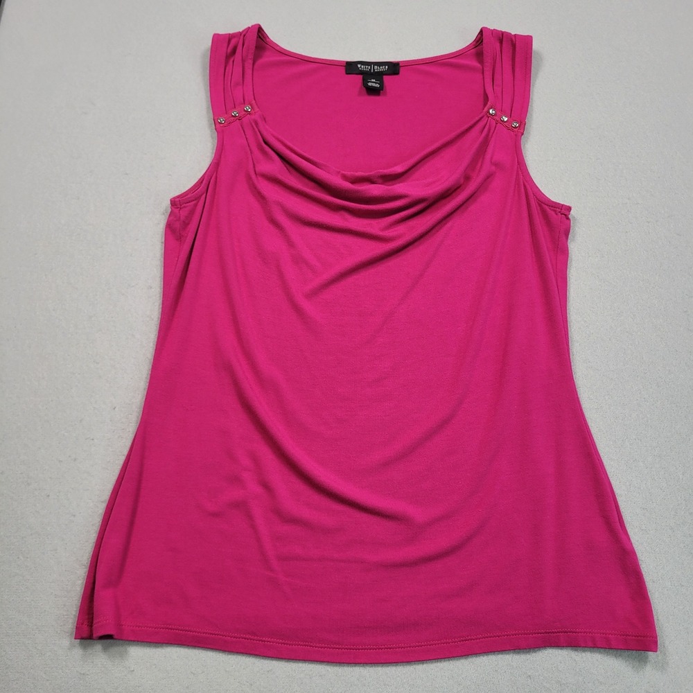 White House Black Market Pink Cowl Neck Sleeveless Top Medium Fuchsia Studded‎